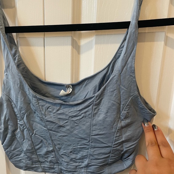 Free people chrome baby blue crop top - Picture 2 of 2